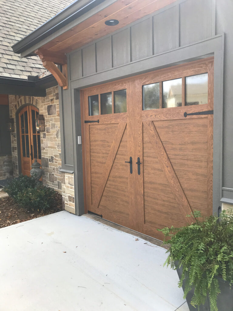 Custom wood look carriage style garage door
