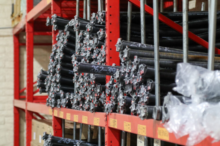 rack of garage dor springs in warehouse