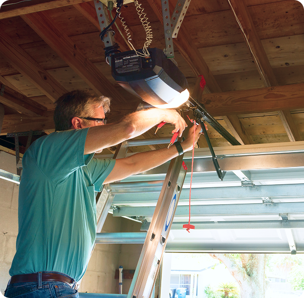 Homeowner performing DIY garage door installation